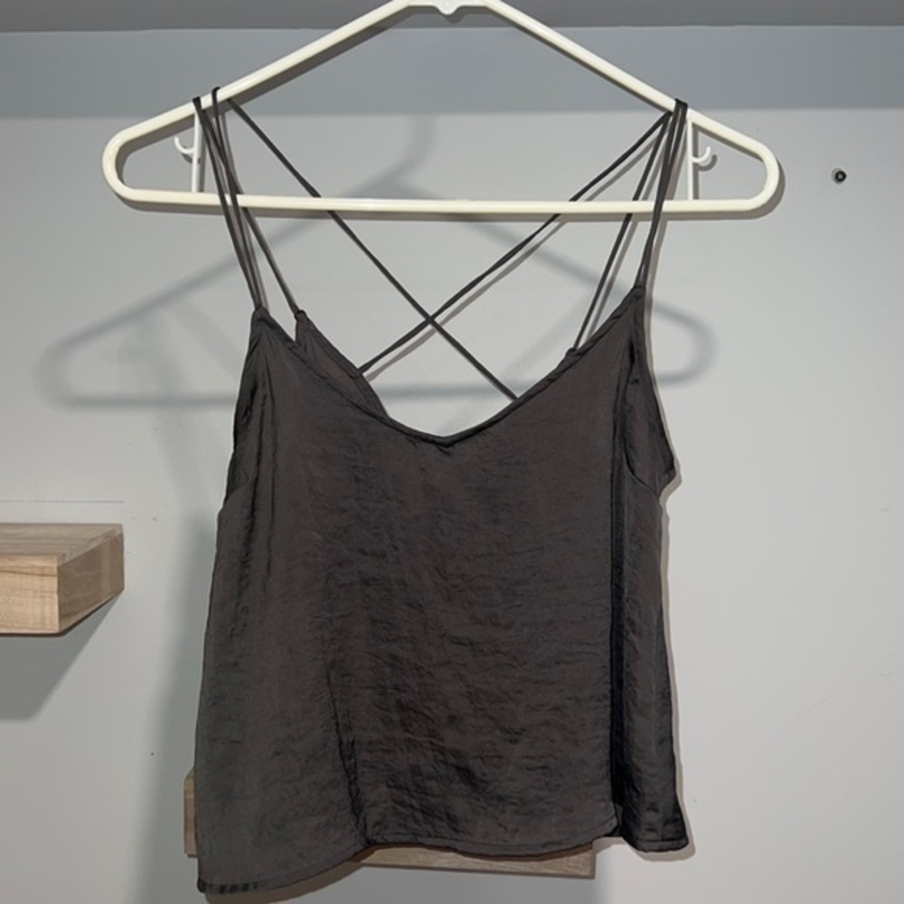 Aeropostale gray green satin crop top